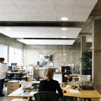 Floating clouds - Troldtekt - Acoustic rafts - Acoustic design catalogue - sound absorption class - acoustic absorption - acoustic consultant - acoustic consulting