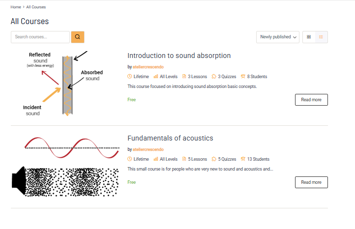 Online acoustic courses